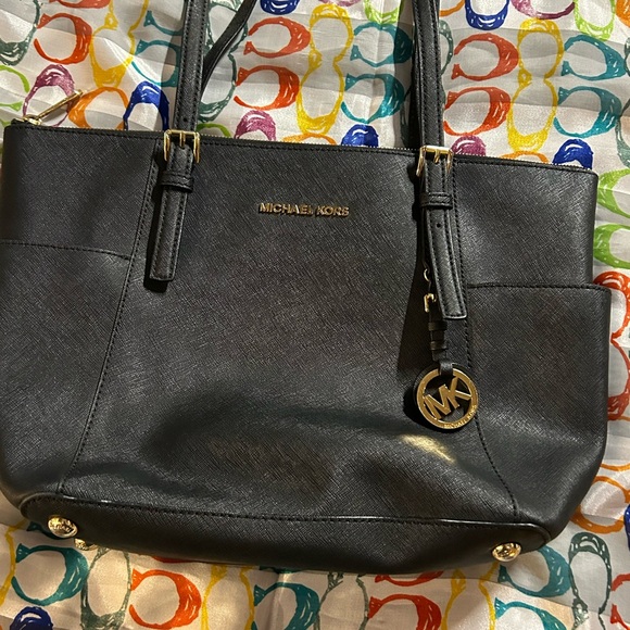 Black And Gold Michael Kors Tote Bag Purse - Picture 2 of 8